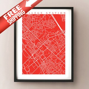 College Station Karte Drucken - Texas Poster