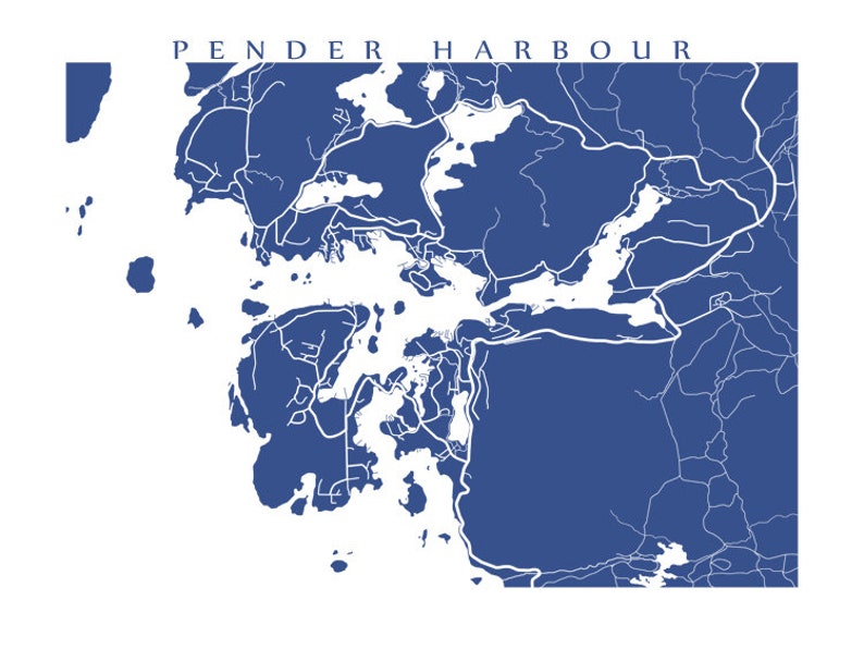 Pender Harbour, Sunshine Coast, BC Map Poster Print British Columbia, Canada image 2