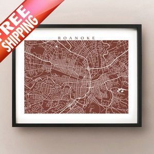 Roanoke Map Print - Virginia Art Poster