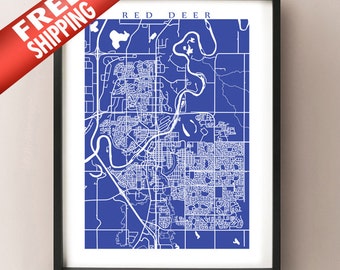 Red Deer Map Print - Etsy
