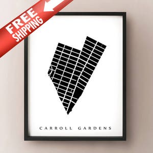 Carroll Gardens, Brooklyn - Impresión de arte del barrio de la ciudad de Nueva York