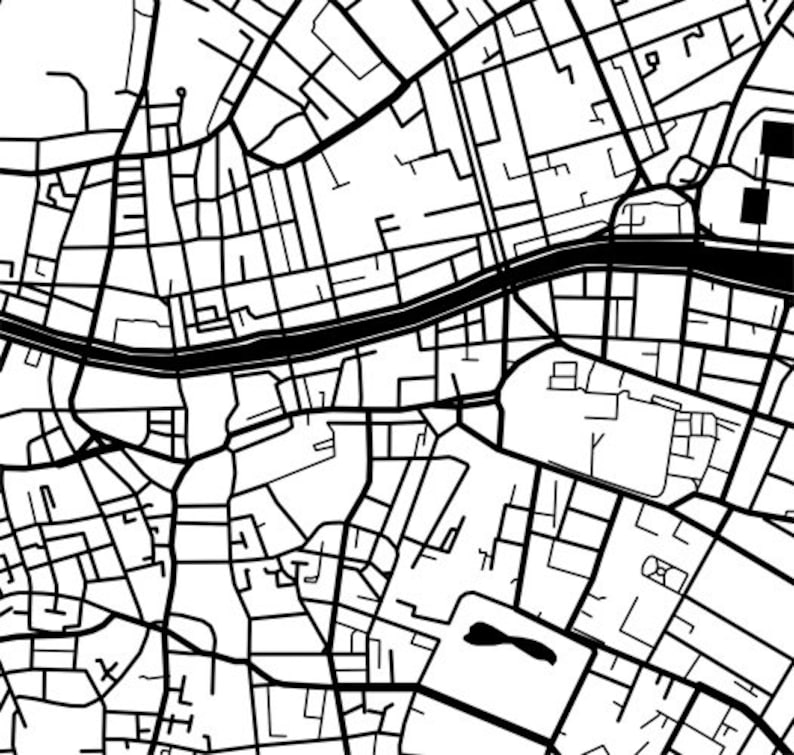 Dublin Map Black and White Wall Art Ireland Art Poster Etsy
