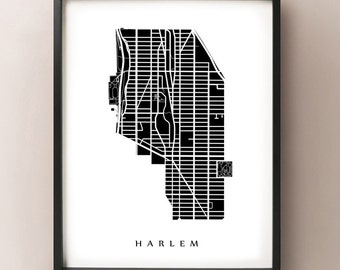 Harlem Map - Manhattan, NYC Neighborhood Art Print