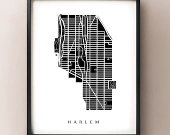 Carte de Harlem - Manhattan, NYC Neighborhood Art Print