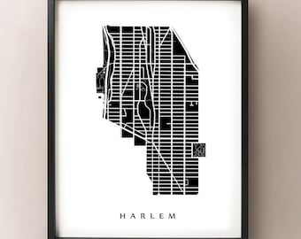 Harlem Map - Manhattan, NYC Neighborhood Art Print