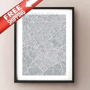 Impression de la carte de Rock Hill - Dessin d’affiche de Caroline du Sud