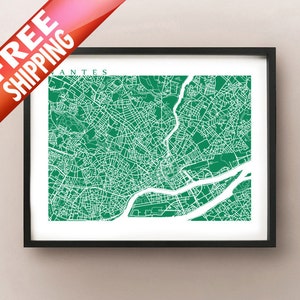 Nantes Map Art - France Poster Print