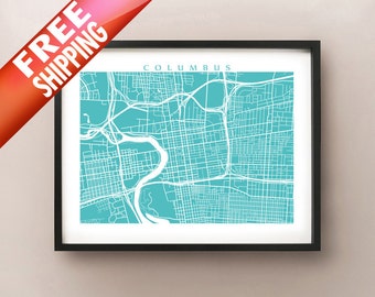 Columbus Map - Ohio Poster Print