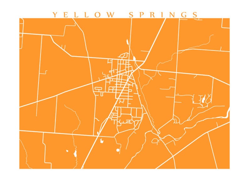 Yellow Springs Map Ohio Poster Print Etsy
