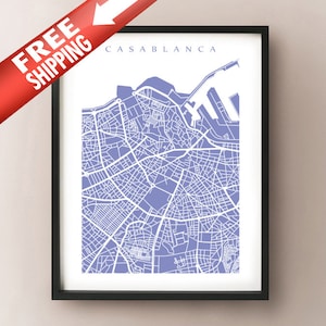 Casablanca Map Print - Affiche Maroc