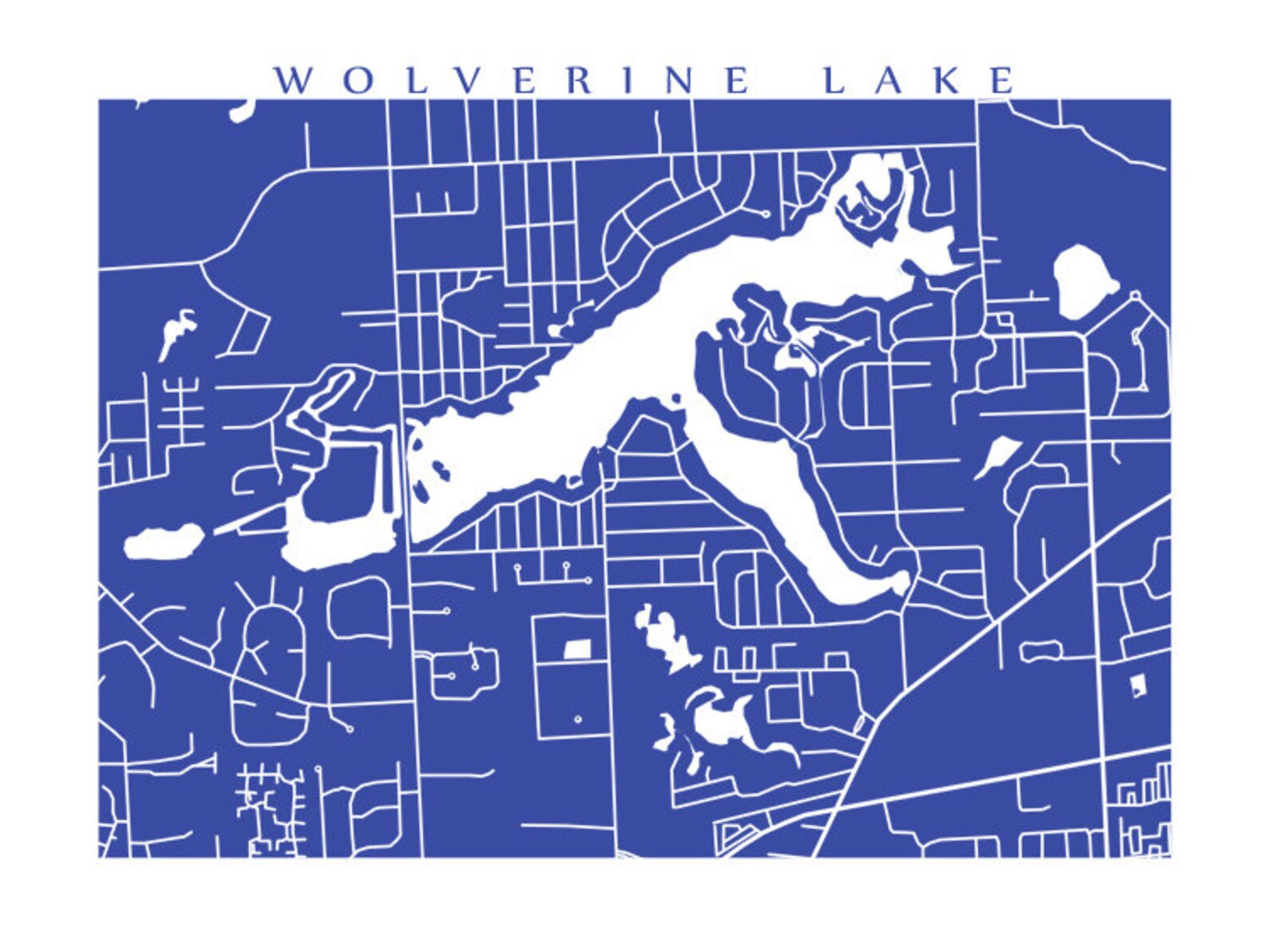 Wolverine Lake Map Print Michigan Poster Etsy