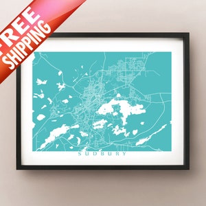 Sudbury, ON - Impression de carte horizontale