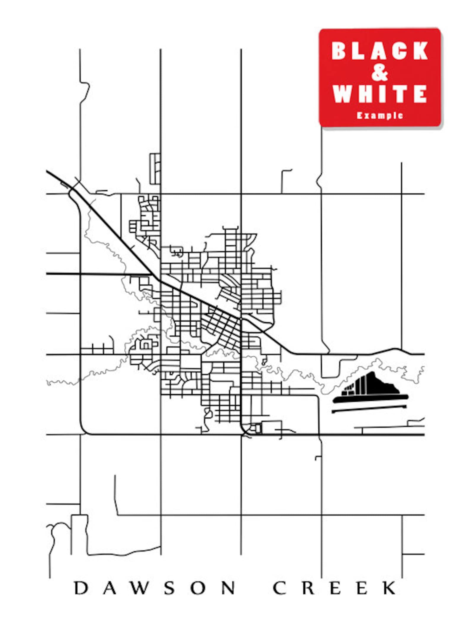 Dawson Creek BC Map Poster Print British Columbia Canada - Etsy