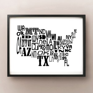 US Stylish State Code Typography Carte Imprimer