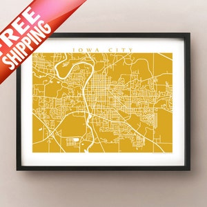 Impresión de cartel de arte mapa de la ciudad de Iowa - personalizar su mapa, elegir su color