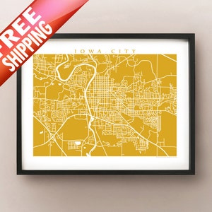 Iowa City Map Art Poster Print - customize your map, choose your color