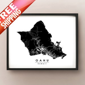 Oahu, HI - Stadt grenzen Karte Drucken