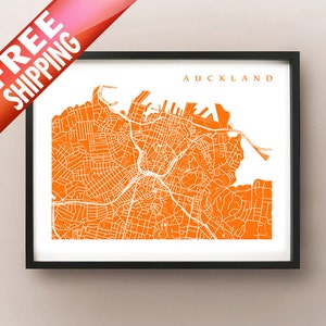 Auckland Karte - Neuseeland Kunst Poster Druck