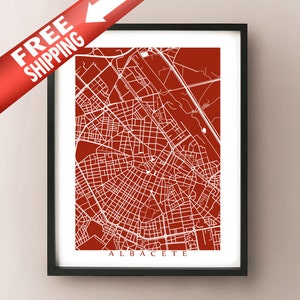 Albacete, Spanien Karte - Kunstdruck