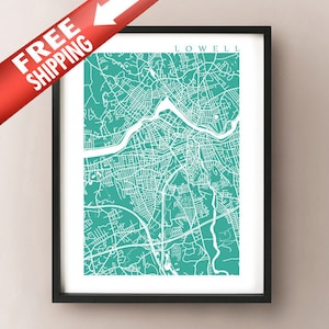 Lowell Map Print - Massachusetts Poster