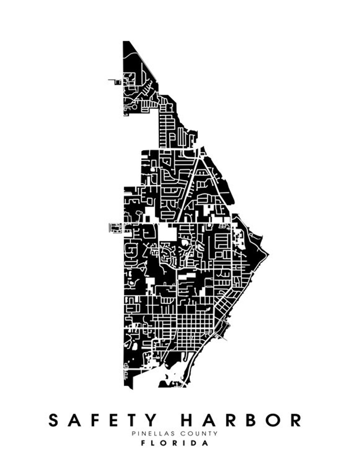Safety Harbor FL City Limits Map Print Etsy