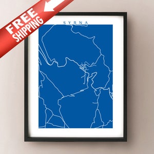Syrna, Griechenland Landkarte Print - Kunstposter 2010