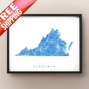 Virginia Map - Virginia VA State Map Print Poster