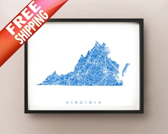 Virginia State Map Print: Choose Your Color