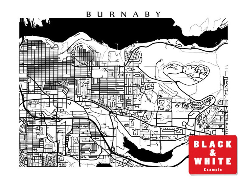 Burnaby Map Print British Columbia Home Decor BC Poster Etsy Canada