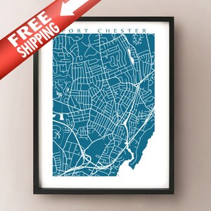 Port Chester, NY Carte Imprimer - Comté de Westchester, New York