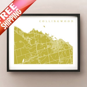 Collingwood Map Print - Ontario Art - Canada Poster - Choisissez la taille et la couleur