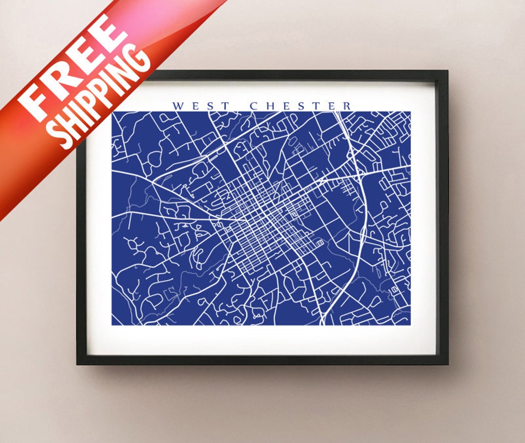West Chester, PA Map - Pennsylvania Poster - Etsy