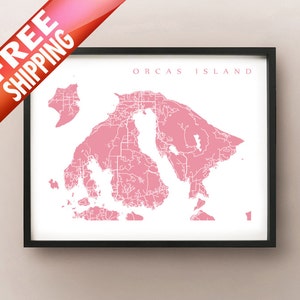 Orcas Island Karte - Washington, USA Kunst Posterdruck