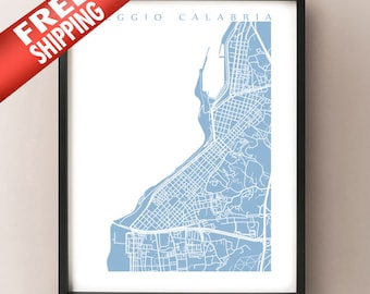 Impressão de mapa de Reggio Calabria - Itália