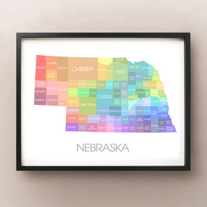 Carte de l'État du Nebraska - Impression personnalisée