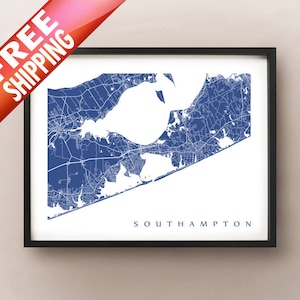 Southampton Map Art Poster Print - New York