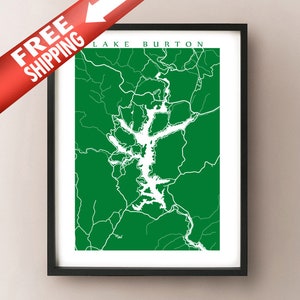 Lake Burton, GA Map Print - Rabun County, Georgia Poster
