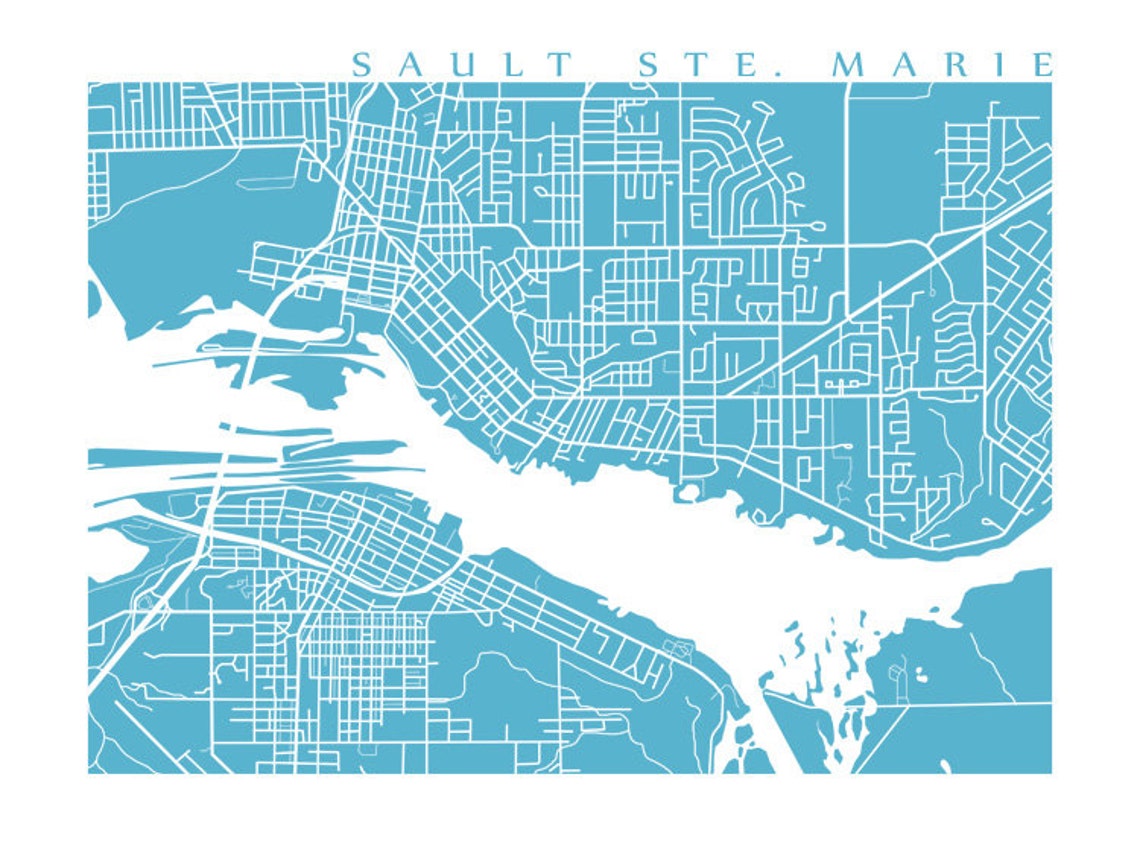 Sault Ste. Marie Map Print Ontario/michigan - Etsy