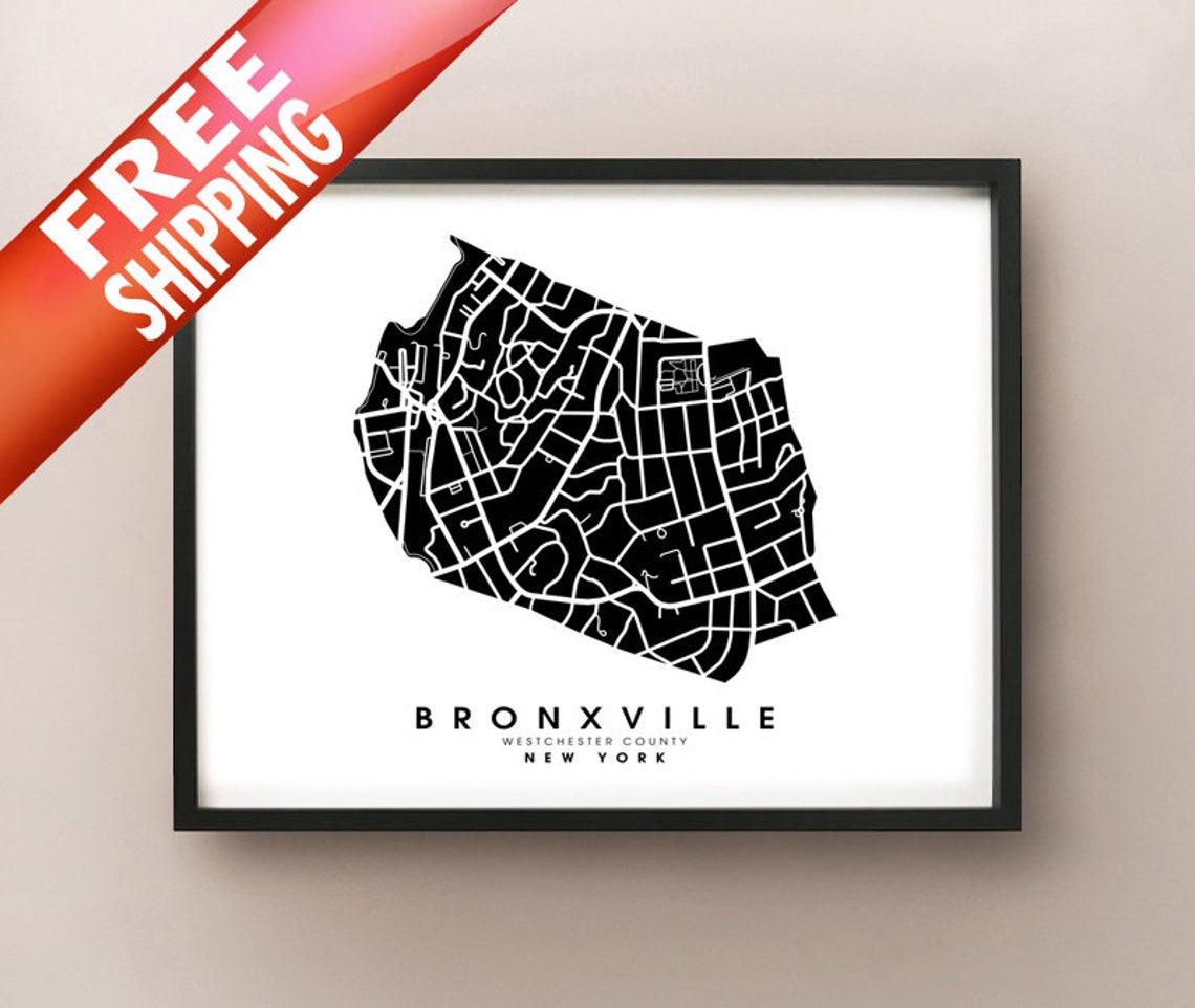 Bronxville NY City Limits Map Print Etsy