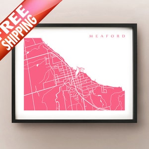 Impression de carte meaford - Art de l'Ontario - Affiche du Canada