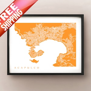 Acapulco Karte Kunstdruck - Mexiko Poster