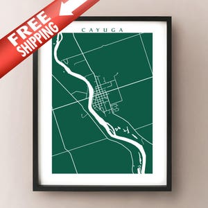 Impressão de mapa de Cayuga, Ontário