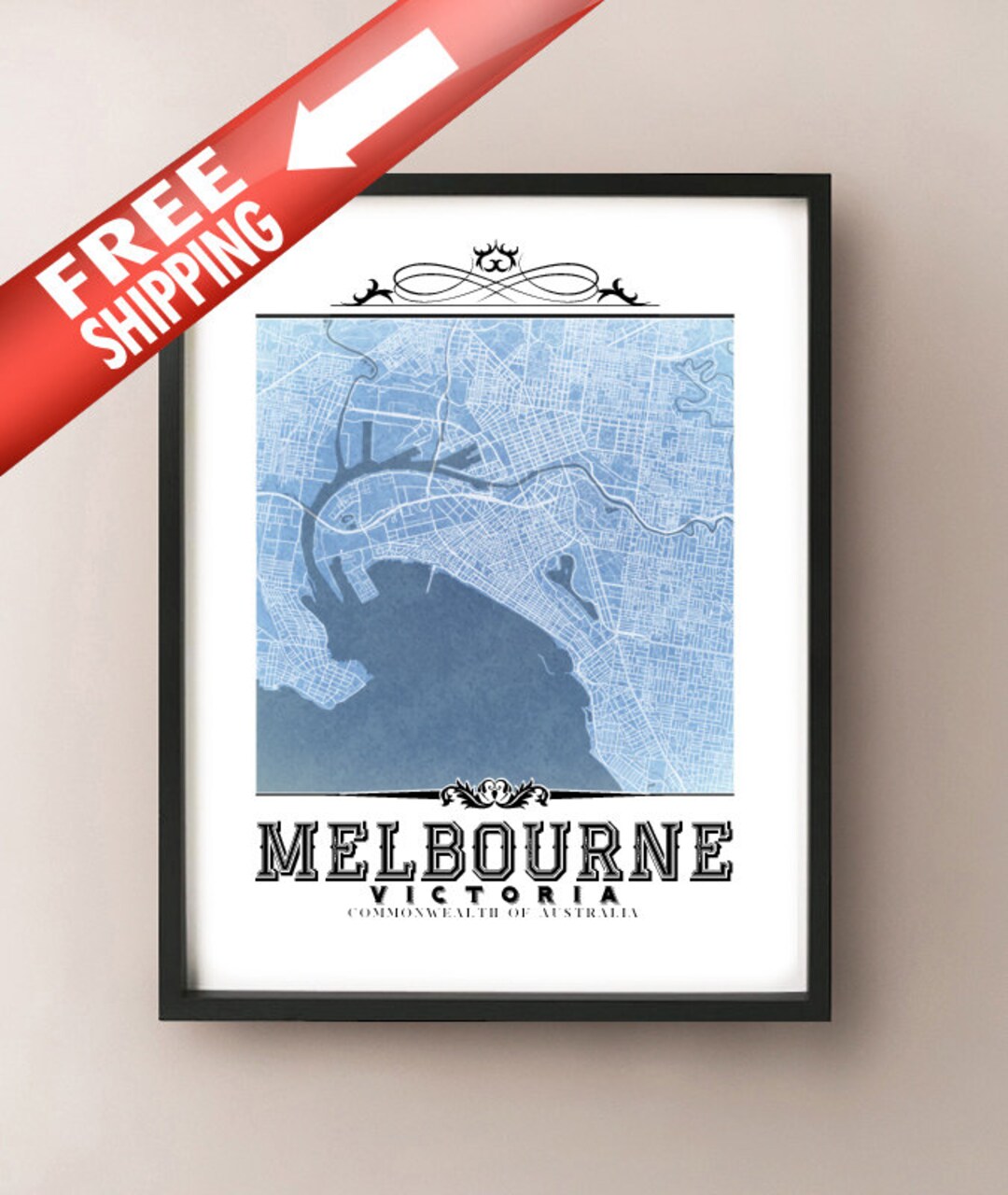 Melbourne Australia Map Art Print: Vintage Style Blueprint - Etsy