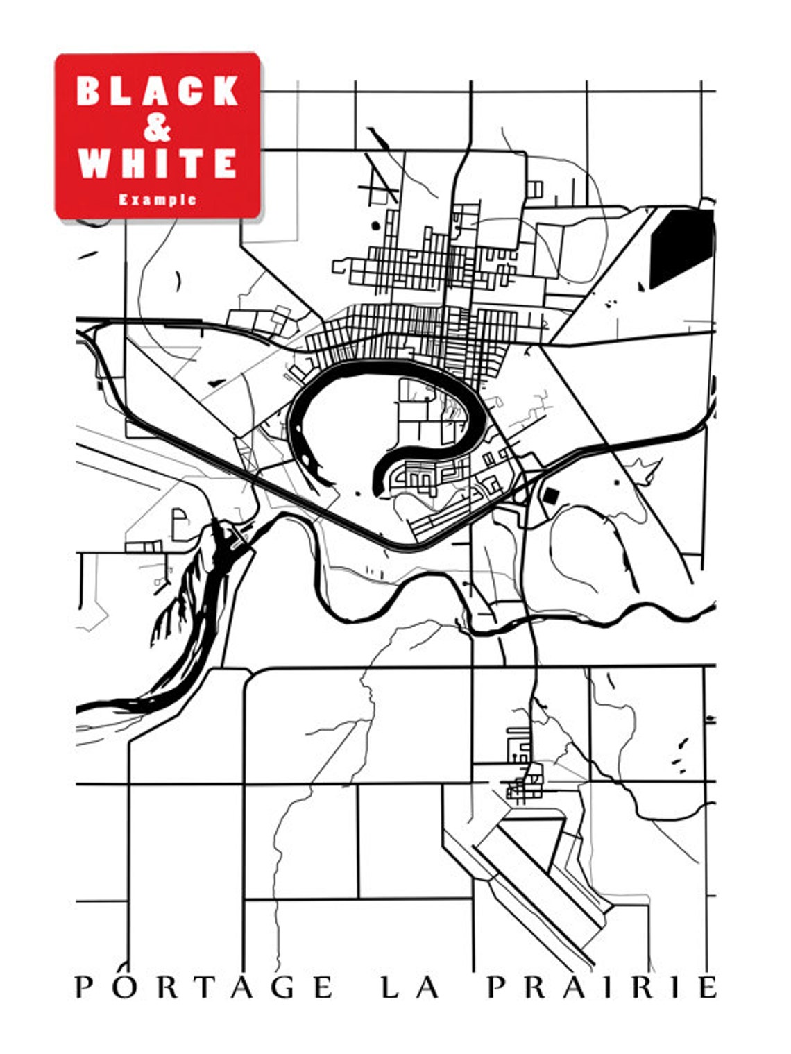 Portage la Prairie MB Map Print Manitoba Poster Etsy