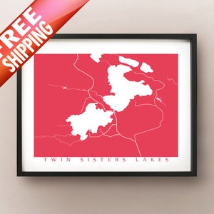 Twin Sisters Lakes, ON - Hastings County, Ontario Map Print