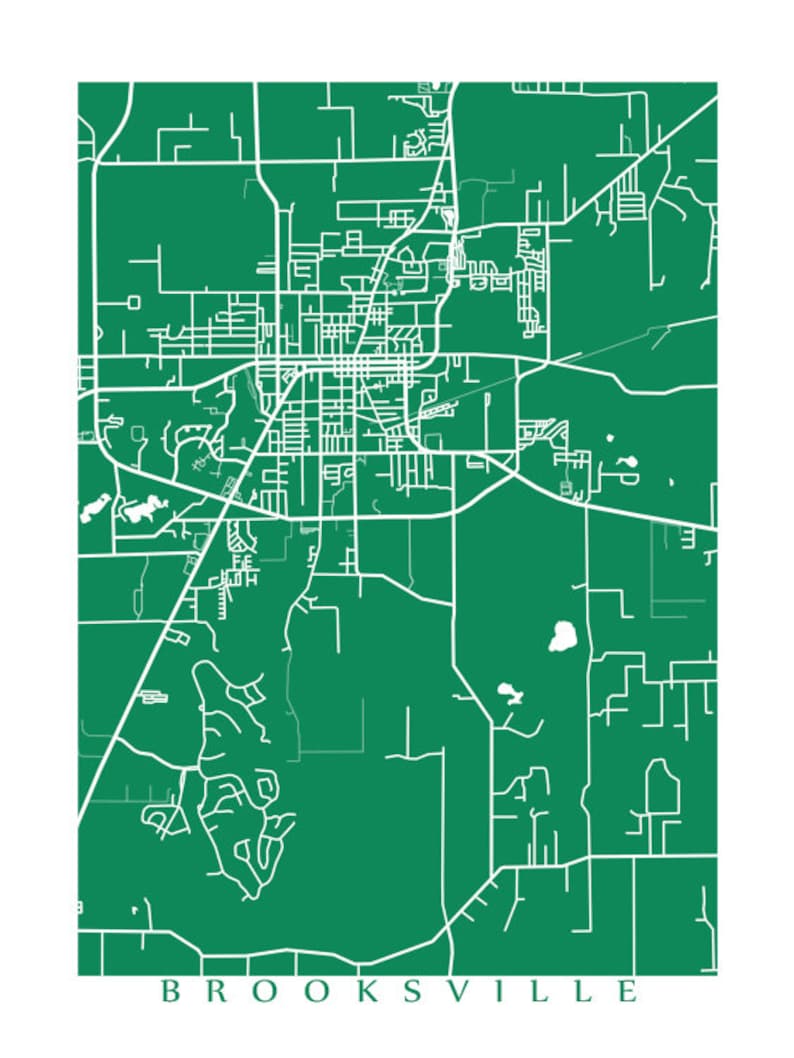 Brooksville FL Map Print Florida Poster Etsy