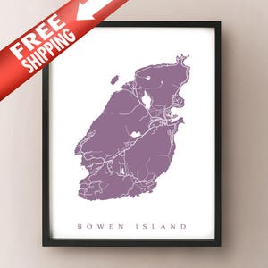 Bowen Island, Howe Sound, BC Carte Poster Print - Colombie-Britannique, Canada