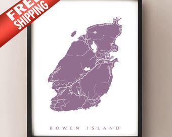 Bowen Island, Howe Sound, BC Map Poster Print - Columbia Británica, Canadá