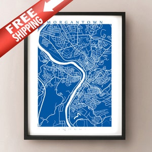 Morgantown Map Print - West Virginia Art Poster
