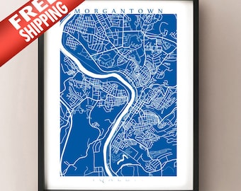 Morgantown Map Print - West Virginia Art Poster